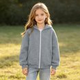 thumbnail image 3 of HomeDM Girls Boys Long Sleeve Sweatshirts Full Zip Long Sleeve Hoodie with Pockets Solid Color, 3 of 10