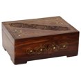 thumbnail image 1 of Natural Geo Handmade Rosewood Carved Wooden Decorative Box with Key, 1 of 4