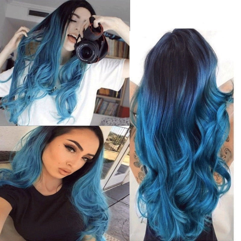 long blue cosplay wig
