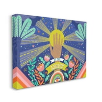 Stupell Industries Be the Light Quote Boho Chic Floral Sunrays Canvas Wall Art, 16 x 20, Design by Caroline Alfreds