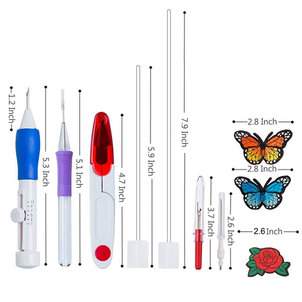 136 Pcs Embroidery Patterns Punch Needle Kit Craft Tool Knitting Crochet Cross Stitch Needlework