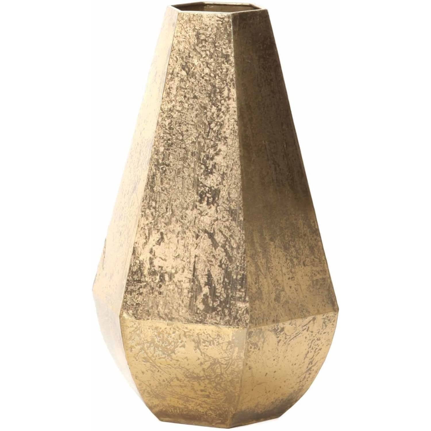 Mainstays 12"H Metal Geometric Vase, Gold