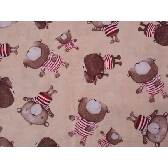 Shine Bright Stacey Yakula BTY Quilting Treasure Tossed Teddy Bears on Tan Fabric