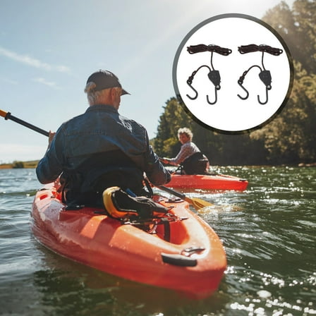 SEWCHICS 2-Pack Heavy Duty Pulley Rope Hangers for Kayak Tie Down with Steel Hooks and Black Nylon Straps