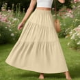 thumbnail image 4 of yillto Women's Summer Midi Skirt A Lined Flowy with Pockets Elastic High Waist Beach Vacation Skirts, 4 of 6
