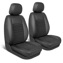 MotorBox Elite Edition Faux Leather & All Weather Wicker Seat Covers for Cars, Trucks, & SUV - 2 Black Car Seat Covers for Front Seats - Universal Fit Car Accessories Automotive Interior Protector