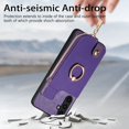thumbnail image 2 of Decase Wallet Case for Samsung Galaxy A54 5G,Shockproof Rugged Phone Cover With 360° Rotatable Ring Kickstand & Back Zipper Card Pocket Cloth Fabric Hybrid PU Leather,for Women Men - Purple, 2 of 7