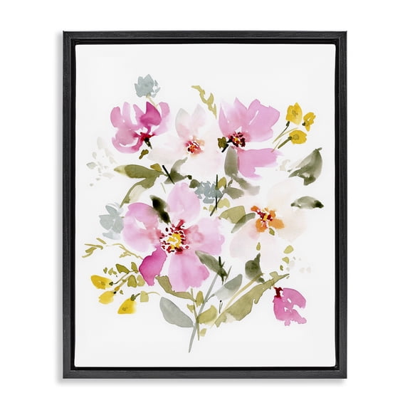 Stupell Industries Eclectic Pink Cottage Blooms Black Floating Frame Canvas Art, 17 x 21, by Victoria Barnes
