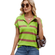 thumbnail image 2 of Sudadera de Corta para Mujer, Cuello en V, Casuales A Rayas, Blusas Holgadas de Verano. Verde M, 2 of 10