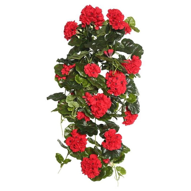 Red Geranium Hanging Floral Bush - 29 in.