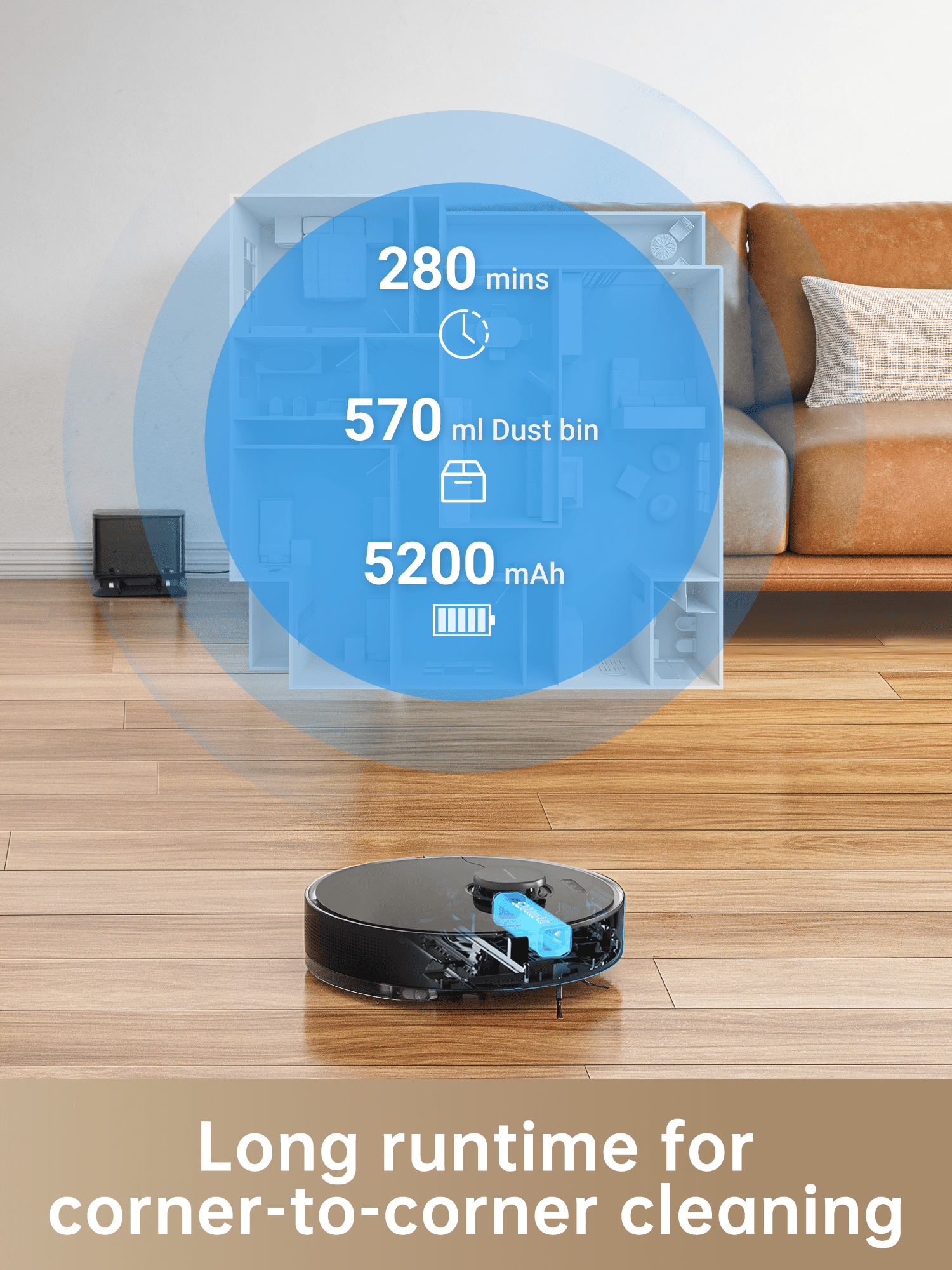 Dreame D10s Pro Robot Vacuum and Mop, Powerful 5000Pa Suction, AI-Powered Obstacle Recognition, 280mins Runtime, Robot Vacuum Cleaner Compatible with Alexa, Perfect for Pet Hair, Carpets