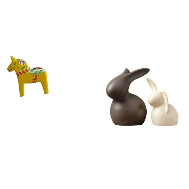 Adorno coleccionable Dalecarlian Caballo Figura Animal Escultura Cerámica Estatua Conjunto Estatua Soporte de TV Decoración Pascua