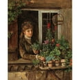 thumbnail image 2 of Anonymous 12x14 Black Ornate Wood Framed Double Matted Museum Art Print Titled: The Flower Lover (1850), 2 of 5