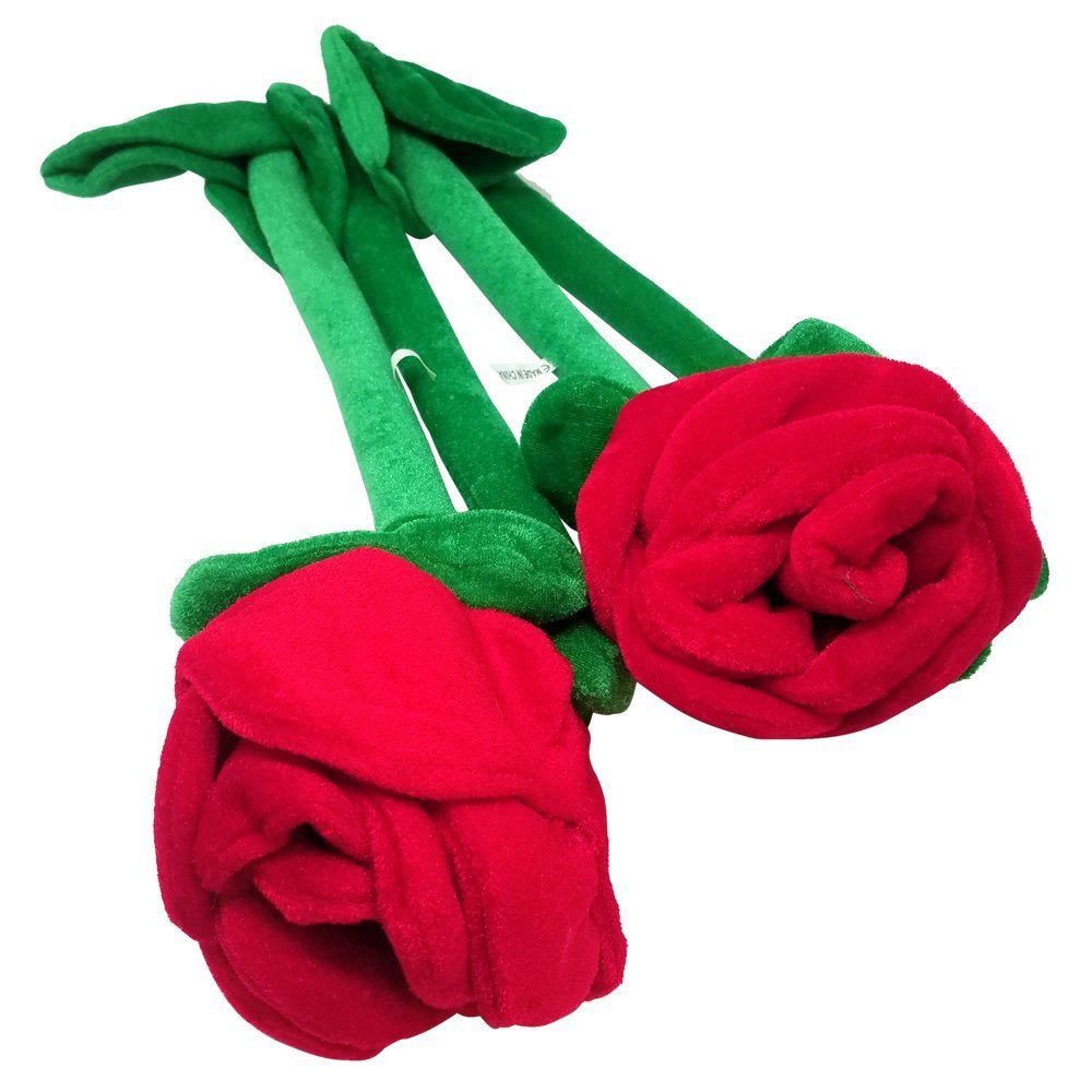 Flowers For Lovers Large Stuffed 2Pack Plush Pink Rose 32" with Bendable and Flexible Stem
