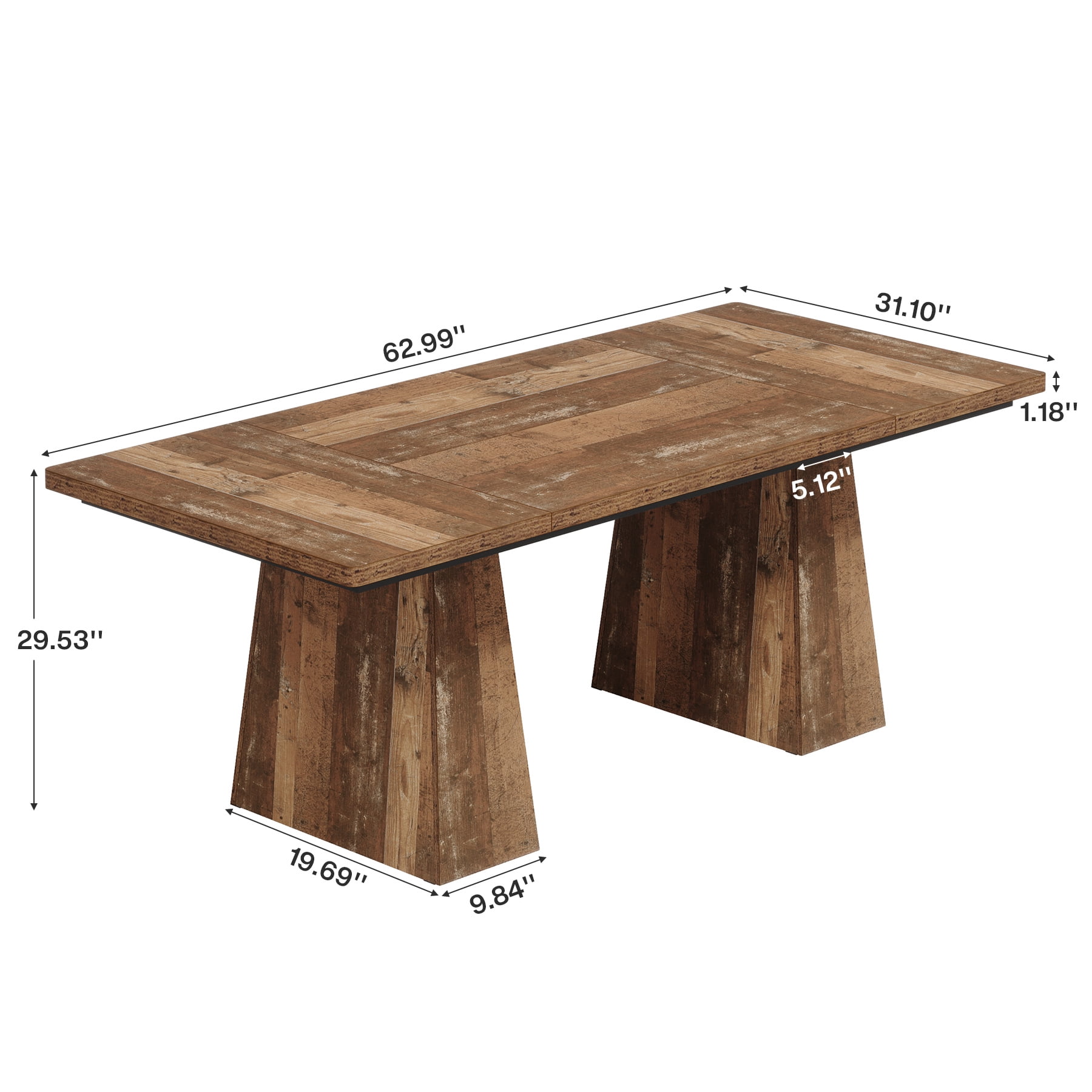 Fnova 63" Home Office Computer Desk, Brownish-Yellow Modern Executive Desk, Writing Desk, Easy to Assemble