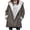 Gray, variant on Plus Size Women's Fleece Coat Long Hooded Cardigan with Pockets Fur Lined Winter Outerwear Warm Button Front