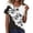 Black-1, variant on Womens Short Sleeve Casual Blouses Pleated Front Floral Butterfly Print Top Polyester Spandex White,Size XL