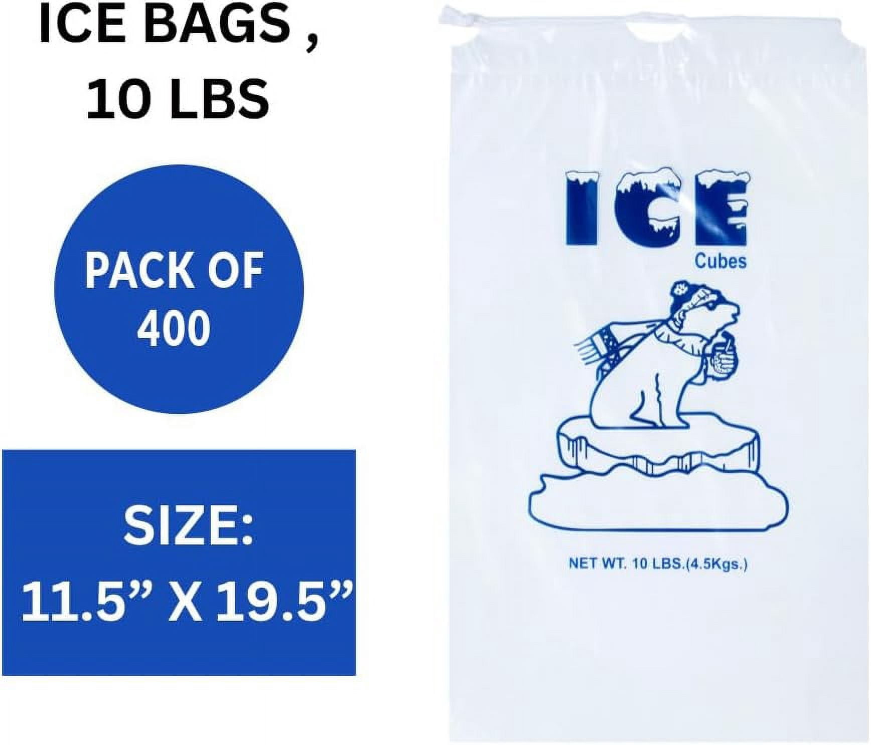 Infinite Pack 400 Pack Ice Bags 10 lb, Heavy-Duty Ice Bags with Drawstring(1.30 Mils Thickness)