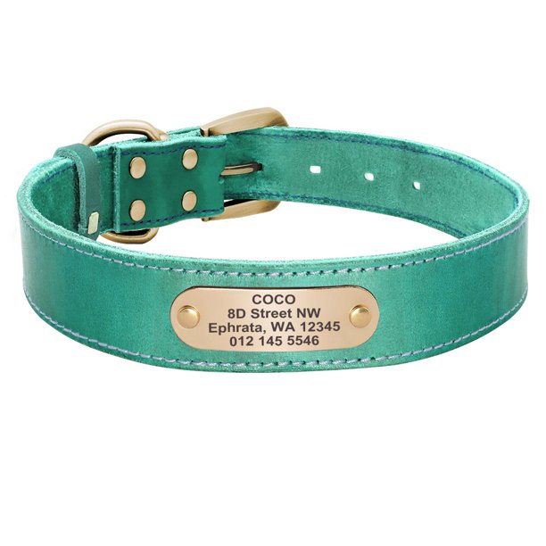 Custom Leather Dog Collar Leash Set Personalized Pet Collar Leash Free Engraved Nameplate For Small Medium Large Dogs qym unisex