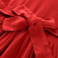 thumbnail image 6 of QTOCIO Toddler Girls Dresses, Baby Girl Summer Clothes, 3-8years Girls' Casual Solid Color Large Skirt Button Back Bow Short Sleeved V-neck Dress, Red, 7 Years, 6 of 8