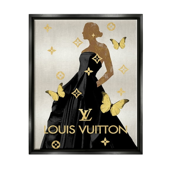 Stupell Industries Glam Woman with Butterflies Animals & Insects Painting Black Floater Framed Art Print Wall Art, 17 x 21