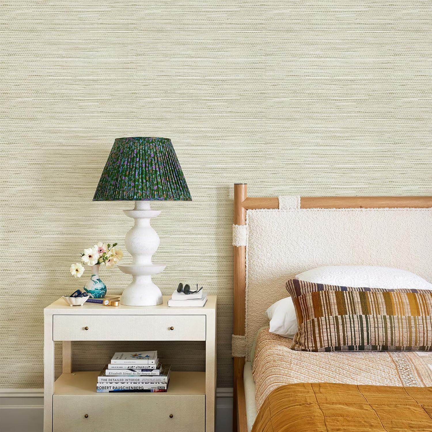 AsdQ Wallpaper Peel and Stick 118-in x 17.3-in Textured Wallpaper Faux Grasscloth Self-Adhesive Linen Removable Wallpaper Cabinets Counter Top Liners