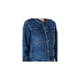 thumbnail image 3 of EARNEST SEWN NEW YORK Womens Blue Pocketed Pleated Adjustable Waist Denim Jacket S, 3 of 3