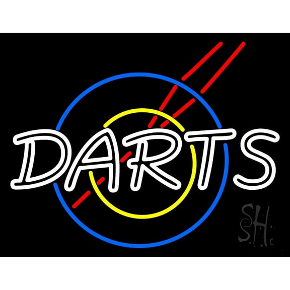 Darts LED Neon Sign 15 x 19 - inches, Clear Edge Cut Acrylic Backing, with Dimmer - Bright and Premium built indoor LED Neon Sign for Bar decor.