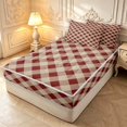 thumbnail image 2 of Manfei Rustic Plaid Zipper Twin Comforter Sets with Fitted Sheet and 2 Pillowcases,Retro Grid Zipper Bedding Set,Brown,Reversible,4pcs, 2 of 8