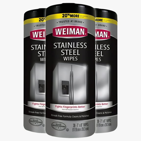 Weiman Stainless Steel Cleaner Wipes - 30 Count (3 Pack)