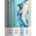 thumbnail image 6 of Summer Marine Life Sheer Curtains 2 Panels Set Cartoon Sharks Watercolor Blue Starfish Corals Sheer Window Curtains Light Filtering Rod Pocket Voile Drapes for Bedroom Living Room 52"X108", 6 of 9