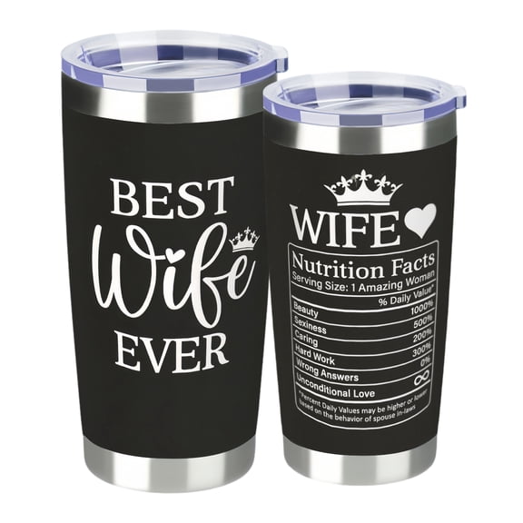 Tumblers & Cups:【Wife swig Tumbler】Gifts for Wife from Husband - Wife Gifts - Wedding Anniversary for Women, Birthday Gift Ideas, Mothers Day, Christmas Gift for Her  - 20 Oz  black Tumbler