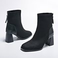 thumbnail image 3 of NECHOLOGY Botas Mujer Zapatos Botines para mujer Botas de ante de tacón medio con punta cuadrada y tacón cuadrado para mujer, botines antideslizantes con cremallera en la espalda (Black, 6.5), 3 of 5