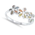 thumbnail image 4 of CHOOSE YOUR COLOR Clear CZ White Simulated Opal Plumeria Flower Ring 925 Sterling Silver Band Female Size 5, 4 of 4