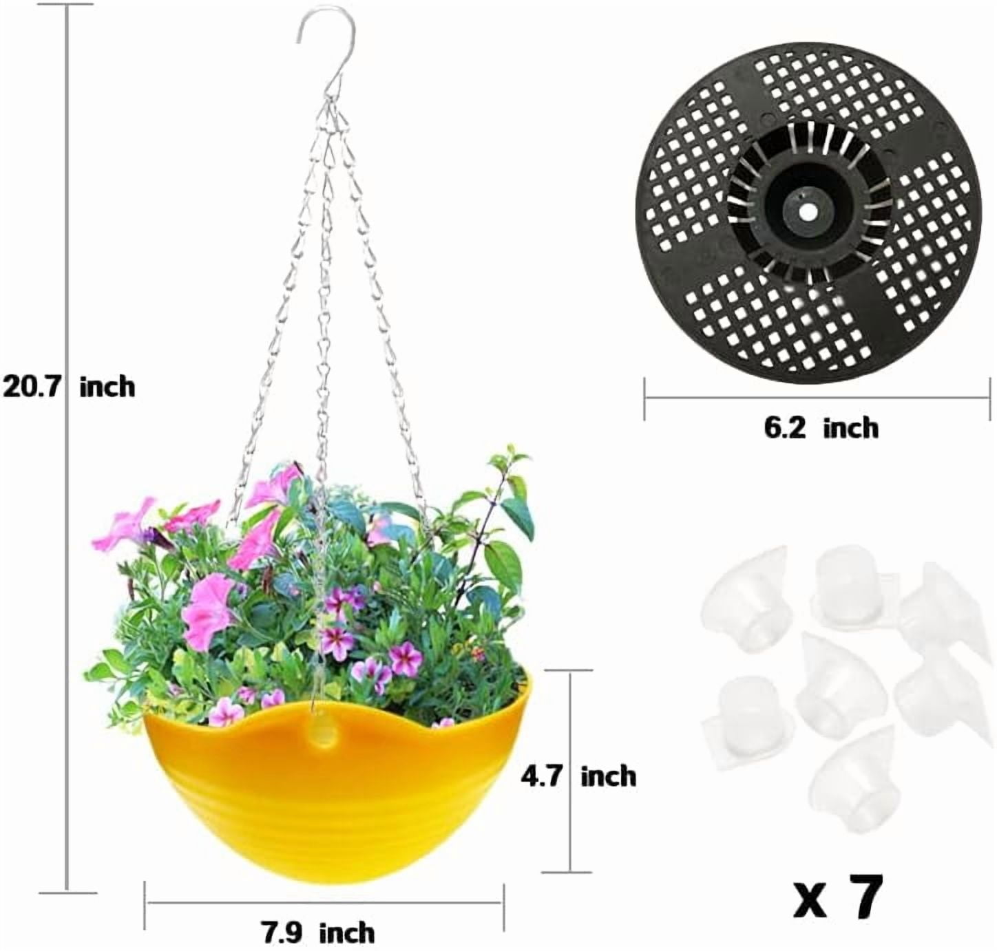GIXUSIL 8 inch Self-Watering Hanging Planters, 7-Pack Plastic Planters with Drainage Holes & Chains for Indoor Outdoor Garden, 7 Colors for Spider Plant & Trailing Flowers