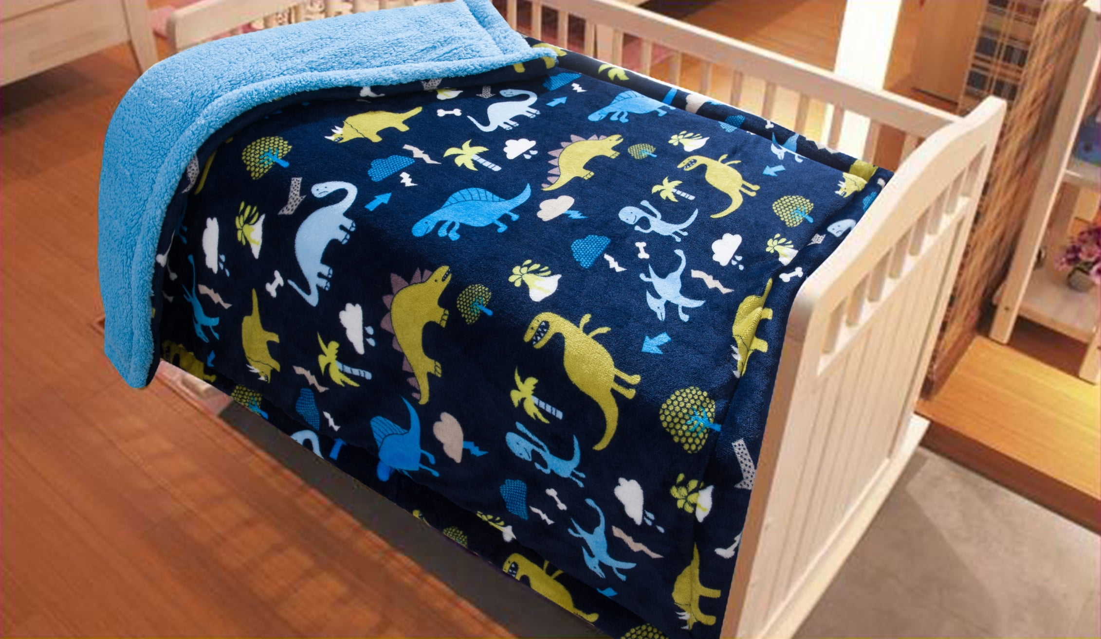 Golden Linens Baby Infants Printed Sherpa Borrego Ultra soft warm Throw