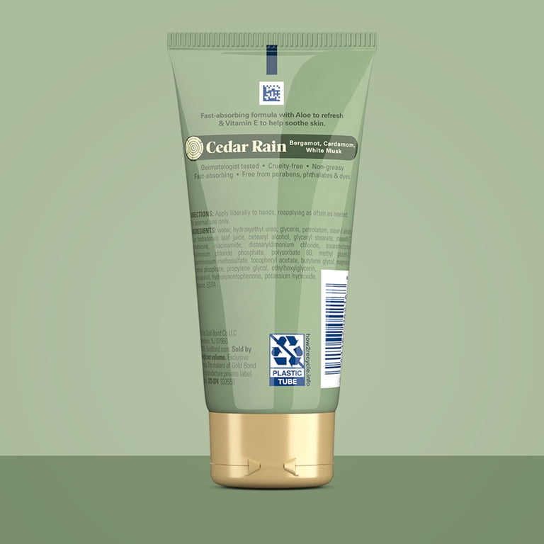 Gold Bond Cedar Rain Refreshing Hand Cream, Everyday Hand Cream with Aloe  Vera to Refresh Skin and Vitamin E to Help Soothe the Skin, Comforting  Cedar Rain Scent, 3 oz - Walmart.com