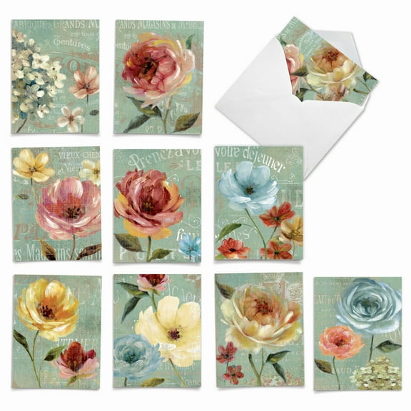 10 Pack All Occasion Blank Note Cards - Springtime In Paris