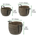 thumbnail image 5 of mDesign Round Seagrass Woven Storage Basket with Handles - Set of 3 - Black Wash, 5 of 8