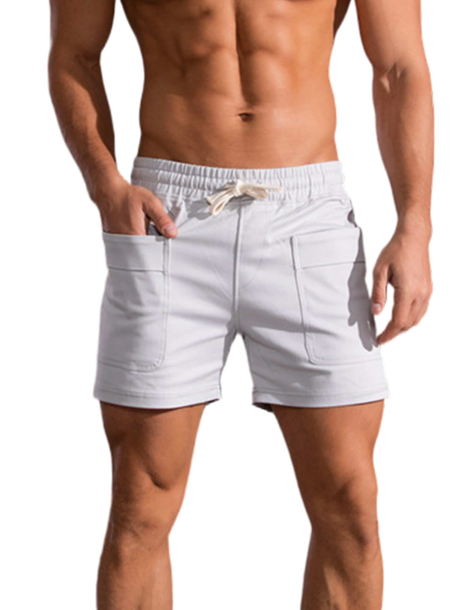 Capreze Mens Beach Swim Trunks Plain Color Workout Cargo Short Pants