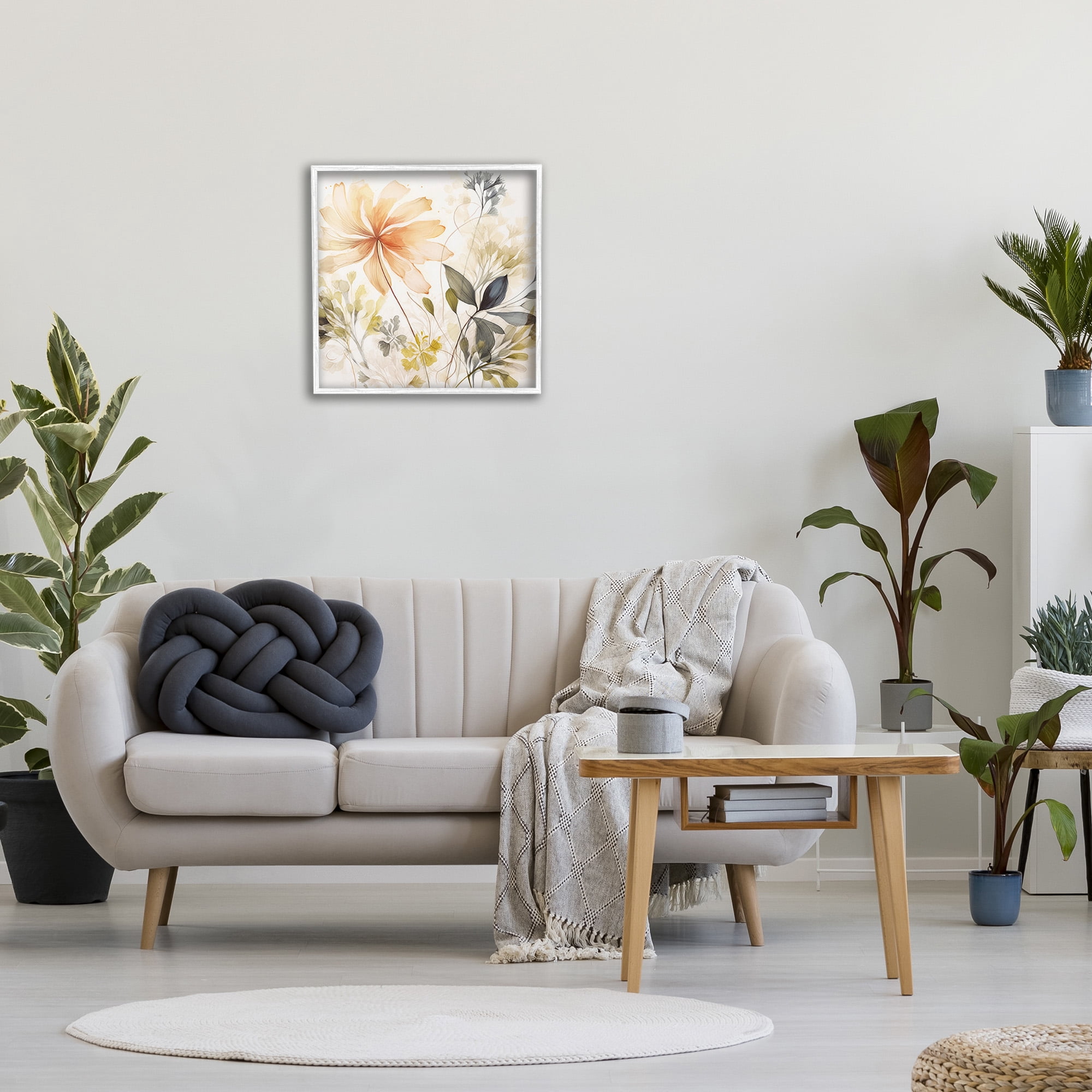 Stupell Industries Botanical Serenity Pattern Botanical & Floral Painting White Framed Art Print Wall Art, 24 x 24