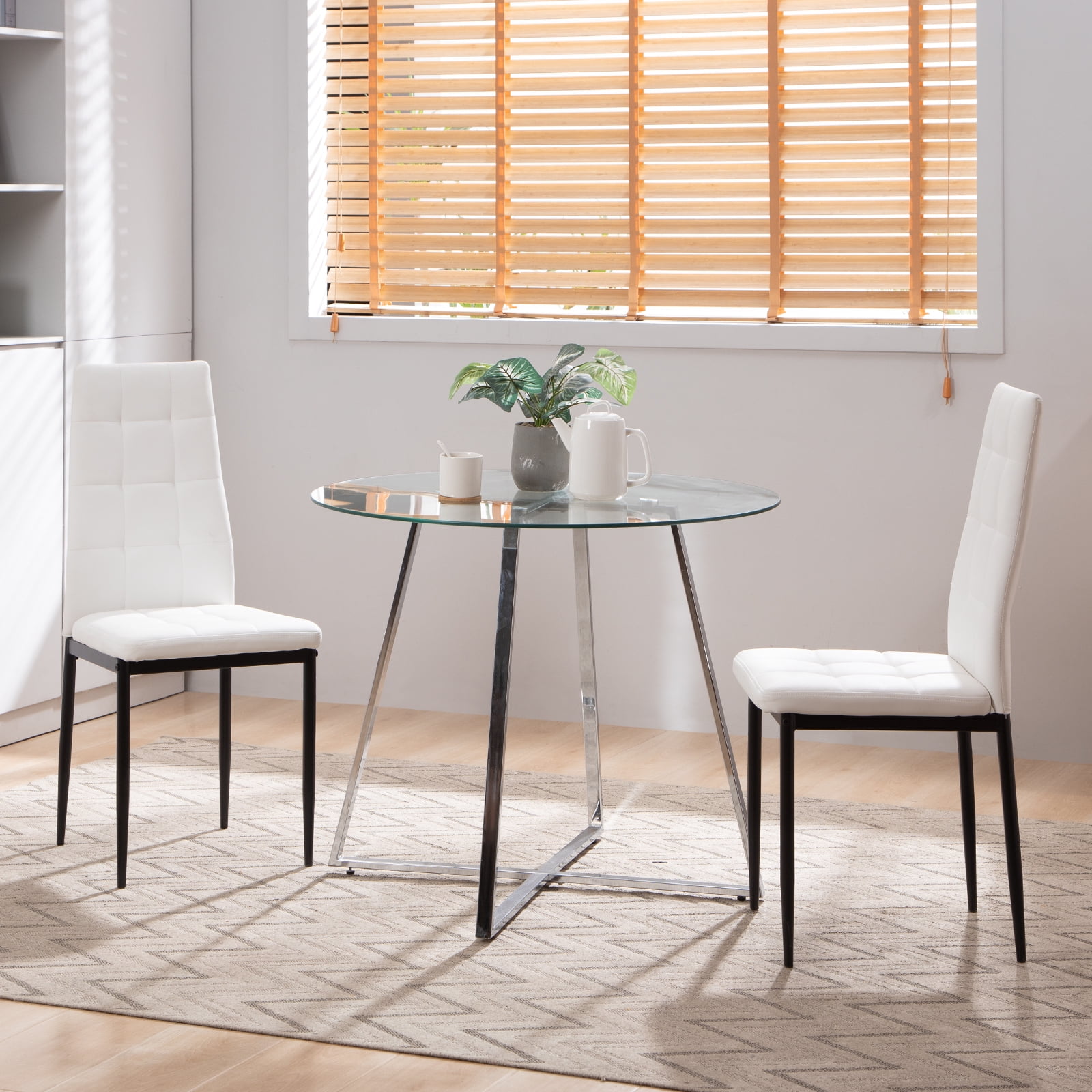 Omni House 3 Piece Round Dining Table Set, Modern Dining Room Table Set ...