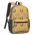 thumbnail image 2 of Boston Terrier and Floral Orange Pattern 17" Waterproof Oxford School Backpacks for Teens, S-Shape Padded Straps, for School, Travel, Hiking, Camping, 2 of 5