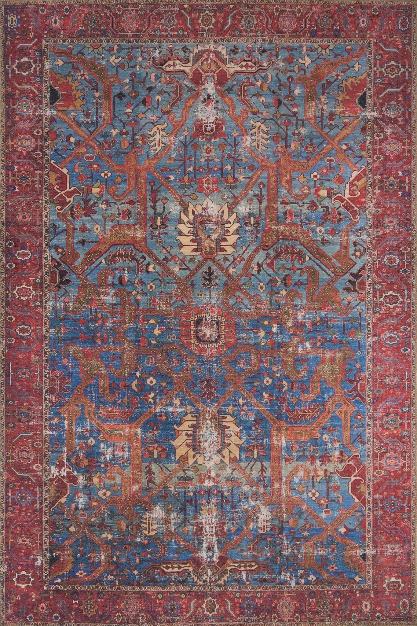 Loloi Loren Collection LQ-10 Blue / Red Oriental Area Rug 2'-3" x 3'-9"