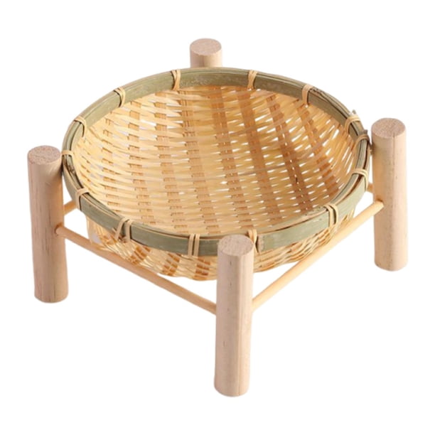 Cesta de bambú tejida, cesta decorativa para pan, ideal para el desayuno, la cocina y el hogar. 18cm
