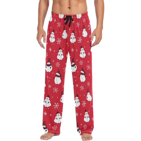 GZHJMY Christmas Snowman Pajama Pants for Men, Lounge Pants Lightweight Men Pajama Bottoms with Drawstring Pockets, Christmas New Year Birthday Gifts, Large