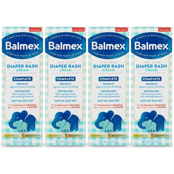 Pack of (4) Balmex Complete Protection Baby Diaper Rash Cream, 4 oz