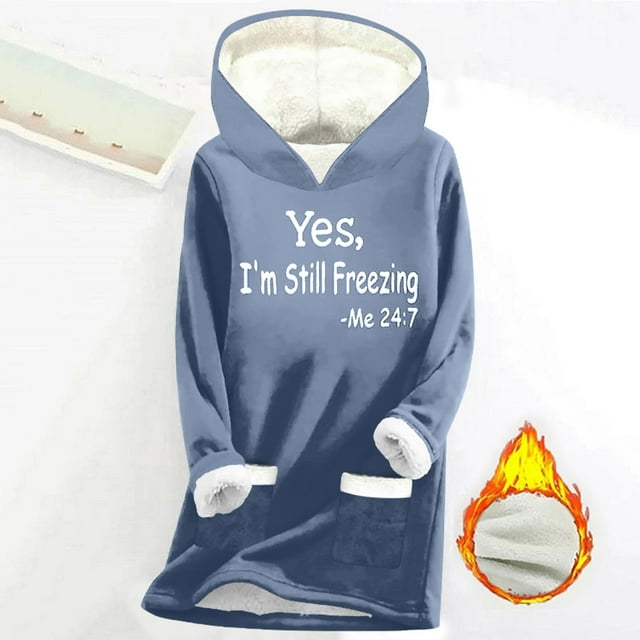 DPTALR Femmes Imprimé Numérique en Peluche et Épaissi à la Mode Casual à Manches Longues Sweat-Shirt à Col Rond