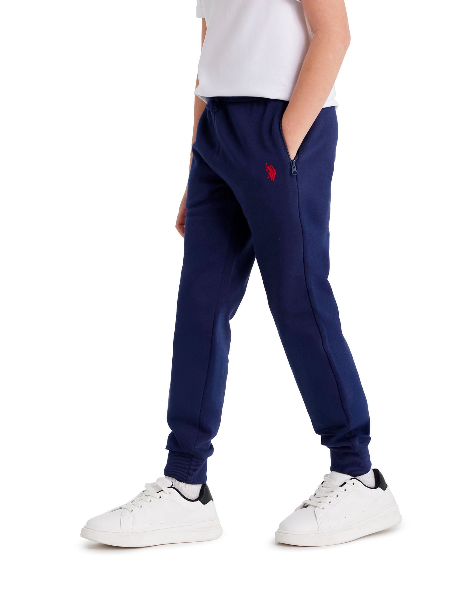 U.S. Polo Assn. Boys Fleece Jogger Pant Zip Pocket, Sizes 4-18