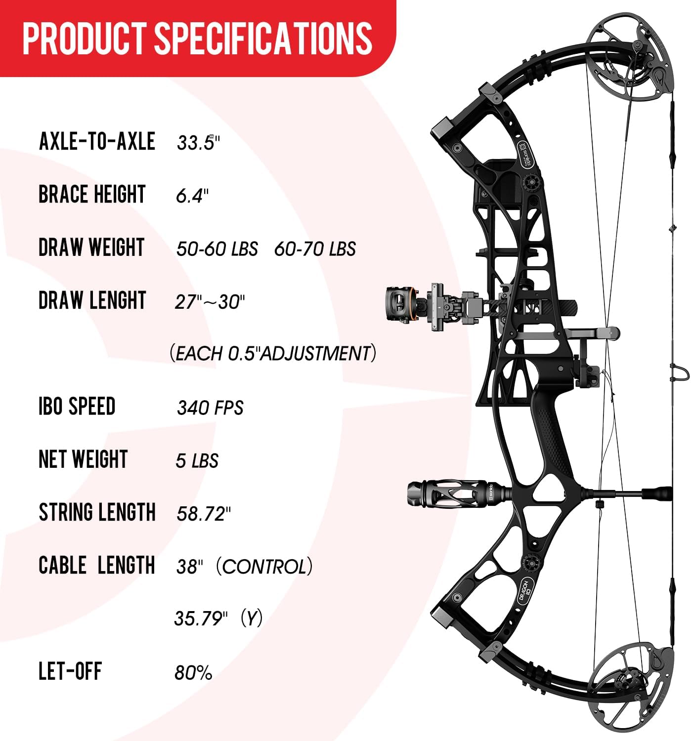 Sanlida Dragon 10 Flagship Top of The Line Hunting Compound Bow Kit for Adults, Standard Hunting Bow for Adults and Advanced Archers, IBO Speed 340 FPS